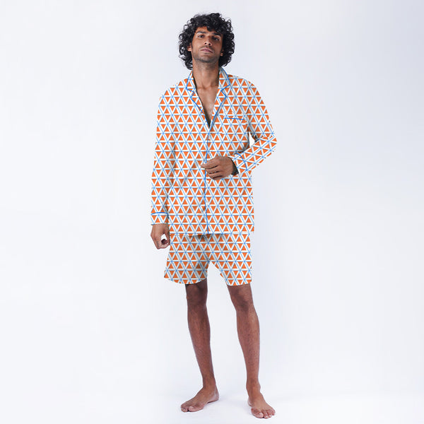 Kaleidoscope Cotton Notched Shorts Set