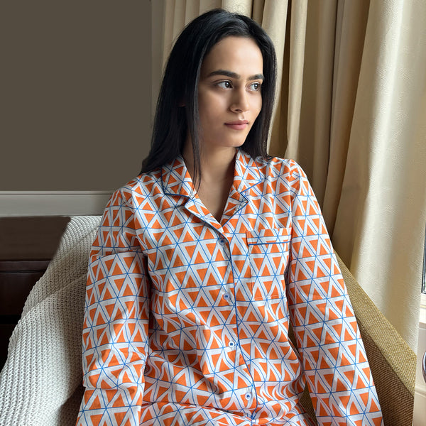 Kaleidoscope Cotton Notched Collar Pyjama Set