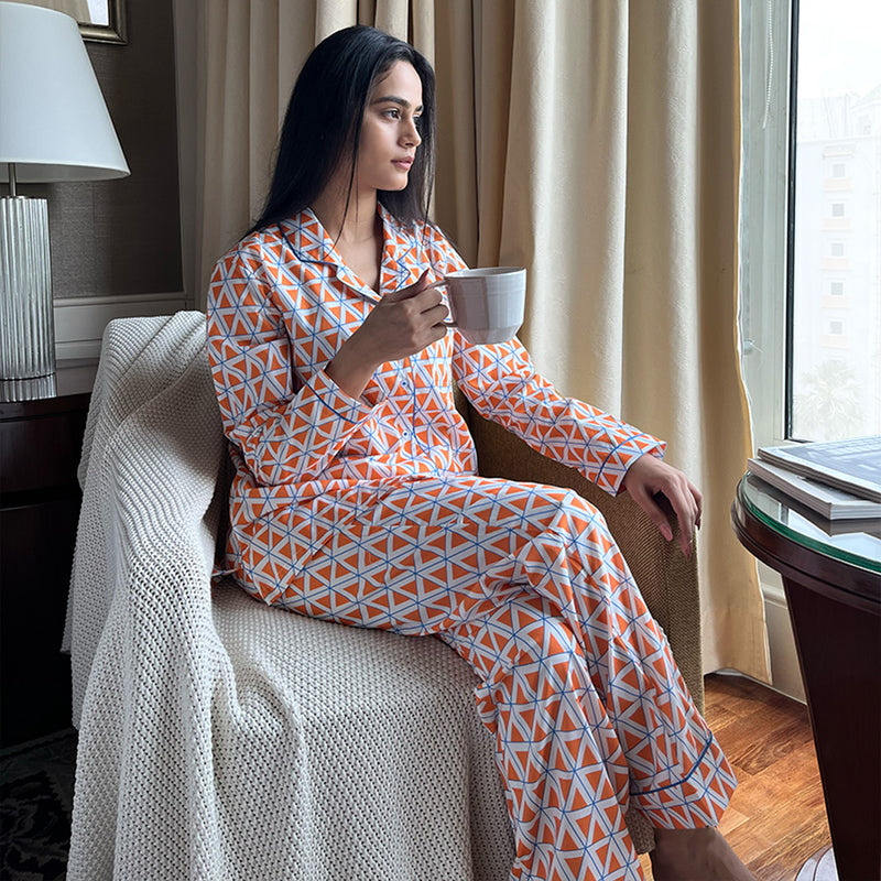 Kaleidoscope Cotton Notched Collar Pyjama Set