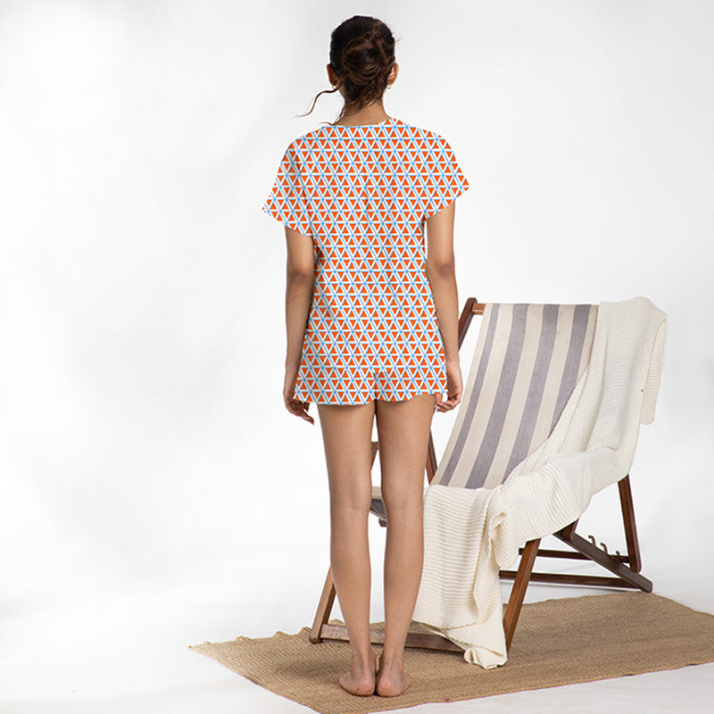 Kaleidoscope Cotton Slit Neck Top and Shorts