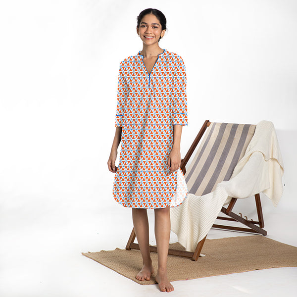 Kaleidoscope Cotton Dip-Neck Sleep Dress