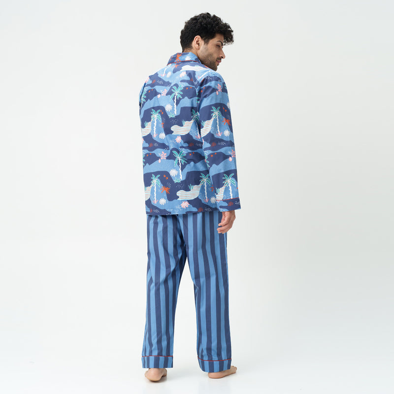 Tropique Cotton Notched Collar Pyjama Set