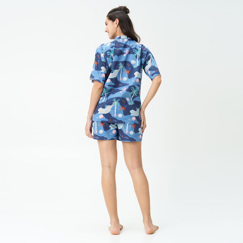 Tropique Cotton High Low Shorts Set