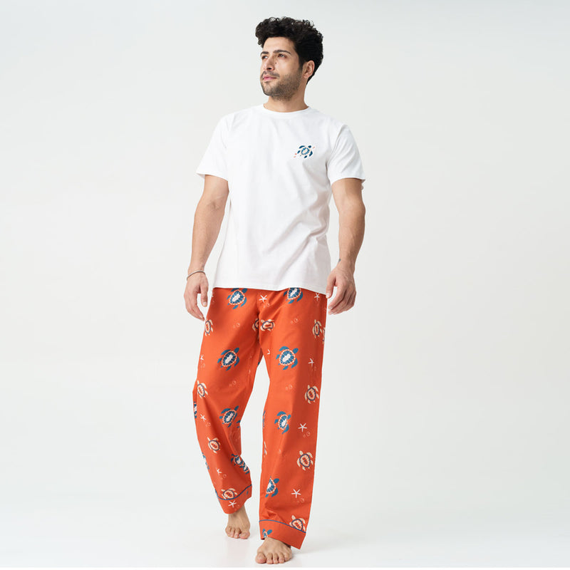 Turtle Tide Embroidered T-shirt & Cotton Pyjama - Men