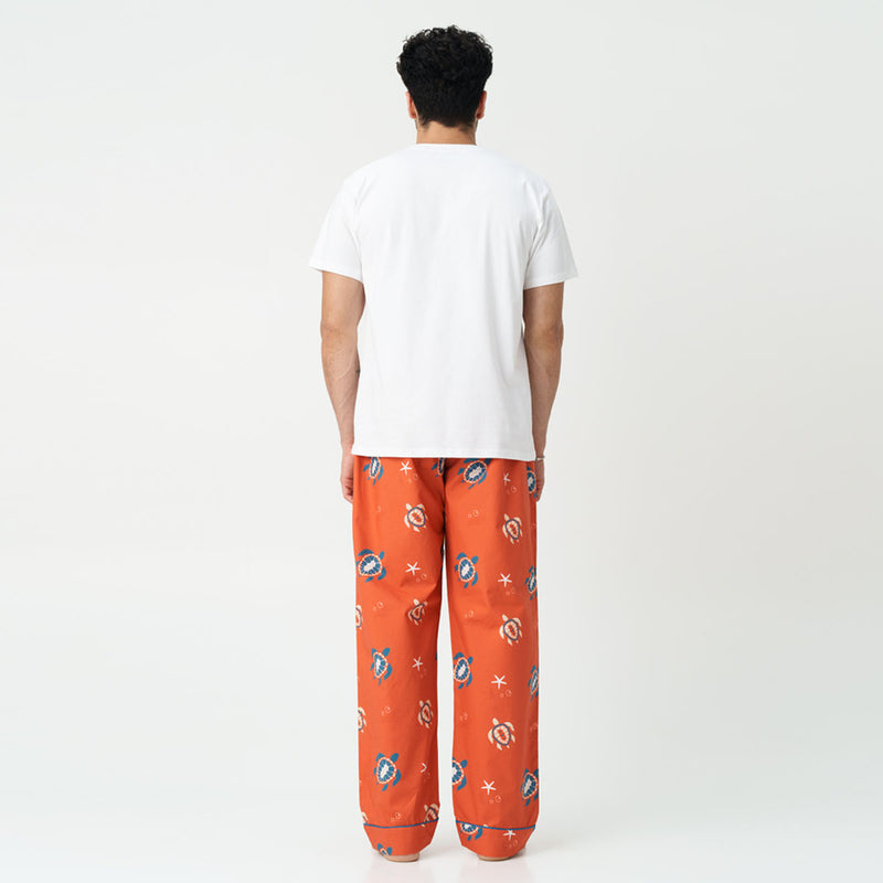 Turtle Tide Embroidered T-shirt & Cotton Pyjama - Men