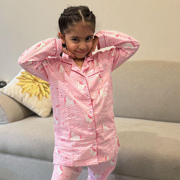 Unicorn Cotton Notched Pyjama Set