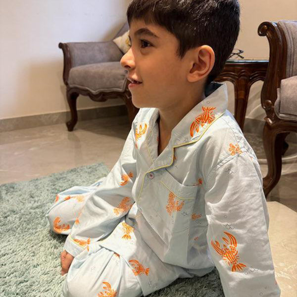 Lobster Cotton Notched Pyjama Set