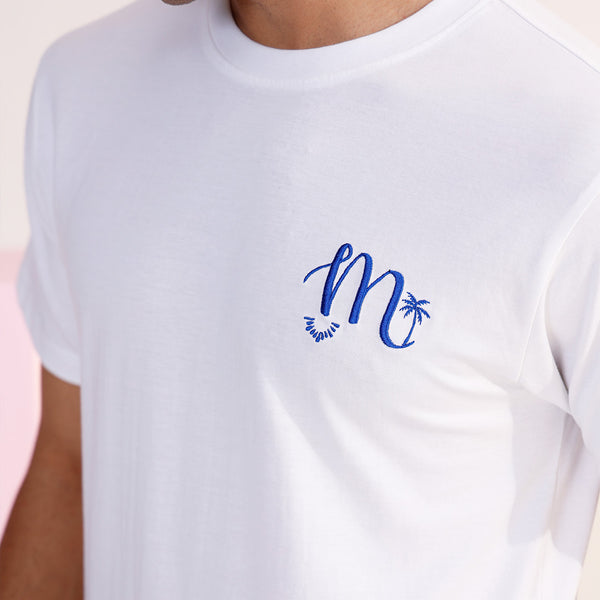 Midnight Palms Embroidered T-shirt & Cotton Pyjama - Men