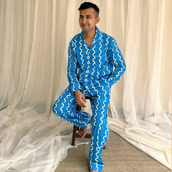 Wavecity Cotton Notched Pyjama Set