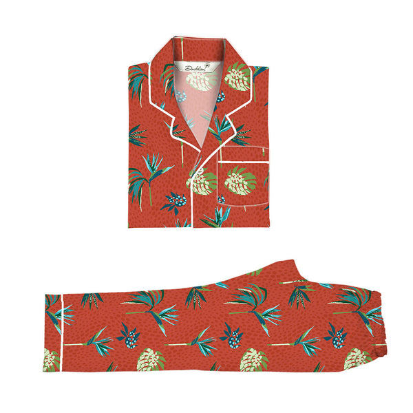 Bird Of Paradise Cotton Notched Pyjama Set