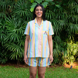Pastel Paradox Cotton Notched Shorts Set