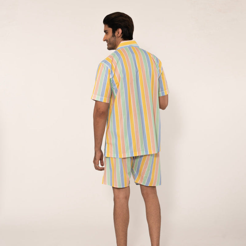 Pastel Paradox Cotton Notched Shorts Set