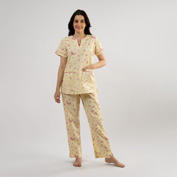 Butterfly Cotton Dip-Neck Pyjama Set