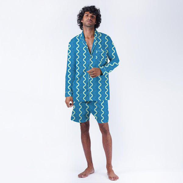 Wavecity Cotton Notched Shorts Set