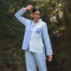 Oceanbreeze Cotton Notched Collar Pyjama Set