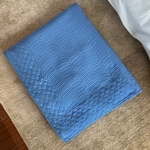 The Elliot Embroidered Quilt - Cerulean