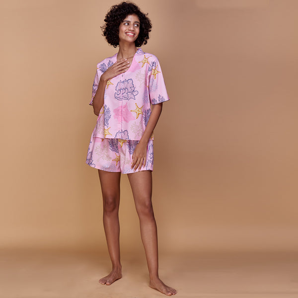 Under The Sea Cotton High Low Shorts Set