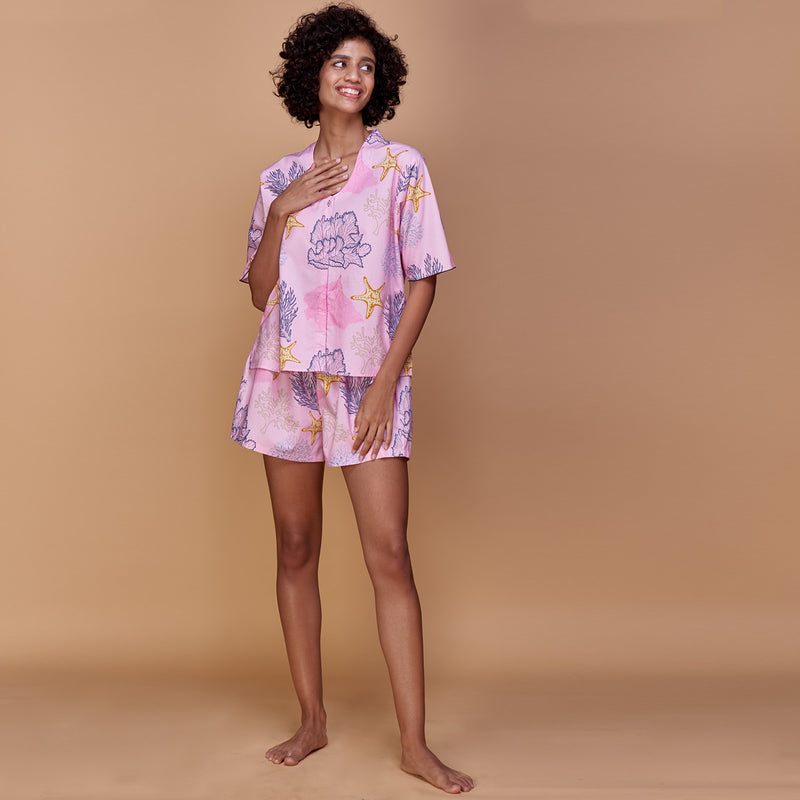 Under The Sea Cotton High Low Shorts Set