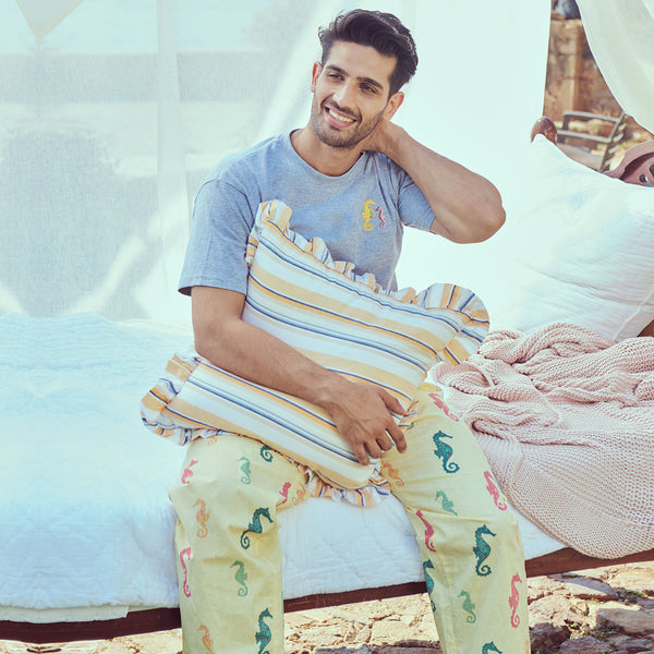 Seahorse Fancies Embroidered T-shirt & Cotton Pyjama