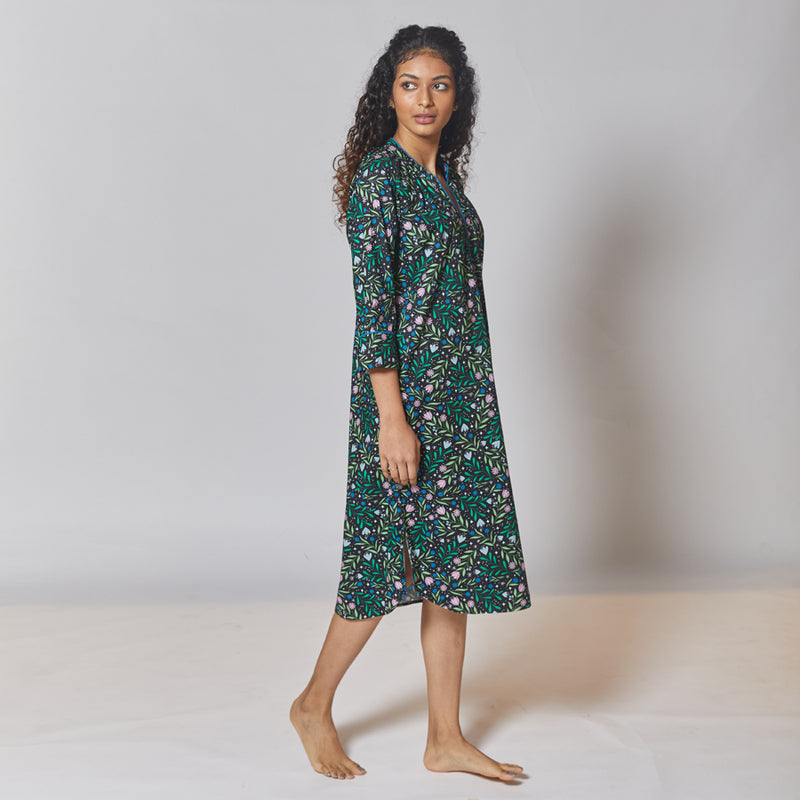 Efflorescent Cotton Dip-Neck Sleep Dress