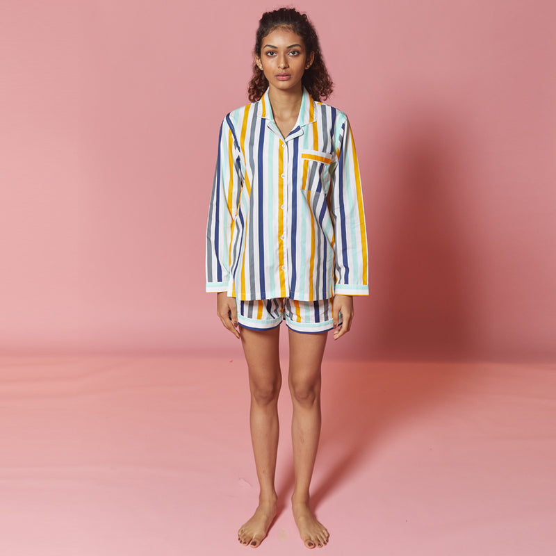 Dandelion -Ochre Stripe -Printed Cotton - Honey Nut -  Shorts Sets