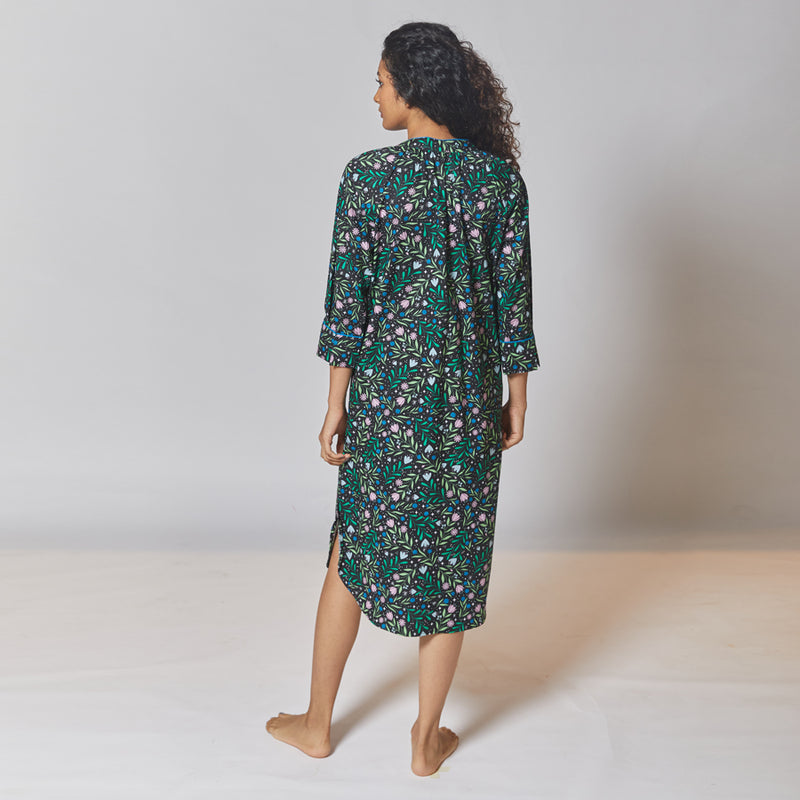 Efflorescent Cotton Dip-Neck Sleep Dress