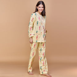 Seahorse Fancies Cotton Henley Neck Pyjama Set