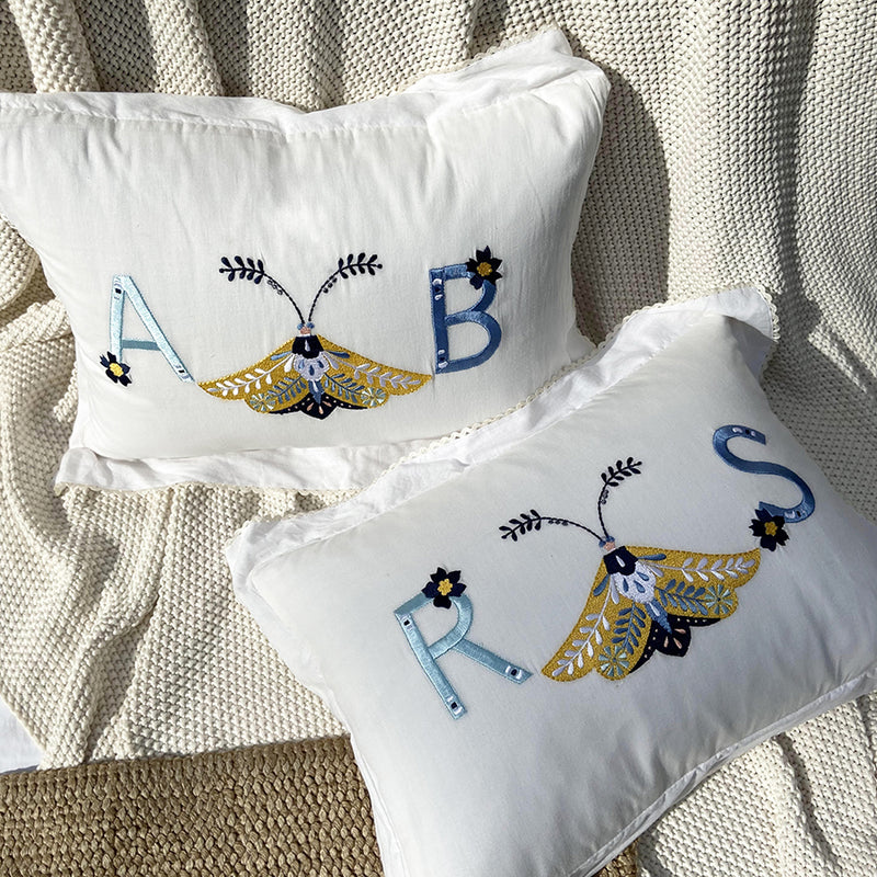 Dandelion - Flutter - Cushion- Kidney - Monogramed - Woven printed fabric