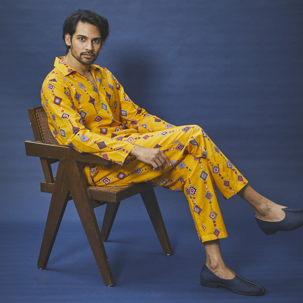 Dandelion - Yellow - Printed Cotton - Tassels - Kurta Pajama Set