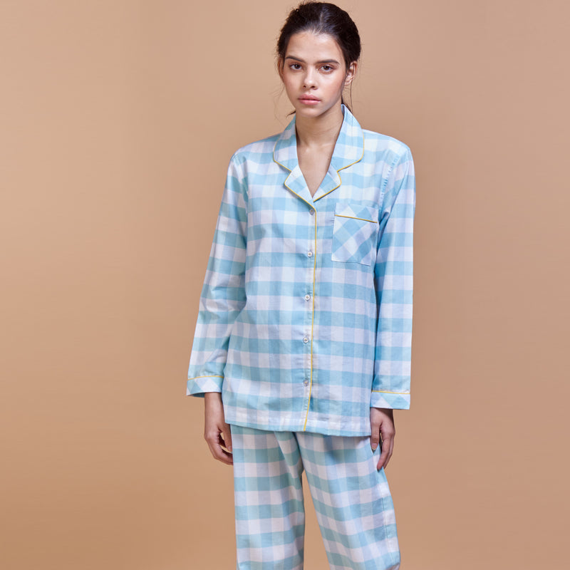 Checkerboard Cotton Notched Pyjama Set