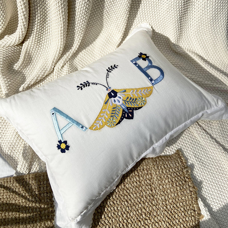 Dandelion - Flutter - Cushion- Kidney - Monogramed - Woven printed fabric