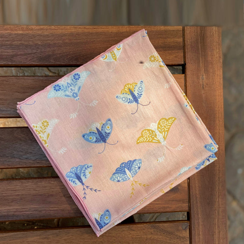 Dandelion - Dining-Dinner Napkins-Peach-Butterfly-Cotton -Woven Printed