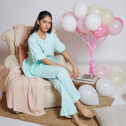 Peppermint Cotton Ruffled Peplum Pyjama Set