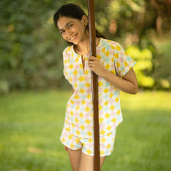 Breezeblock Cotton Slit Neck Top and Shorts