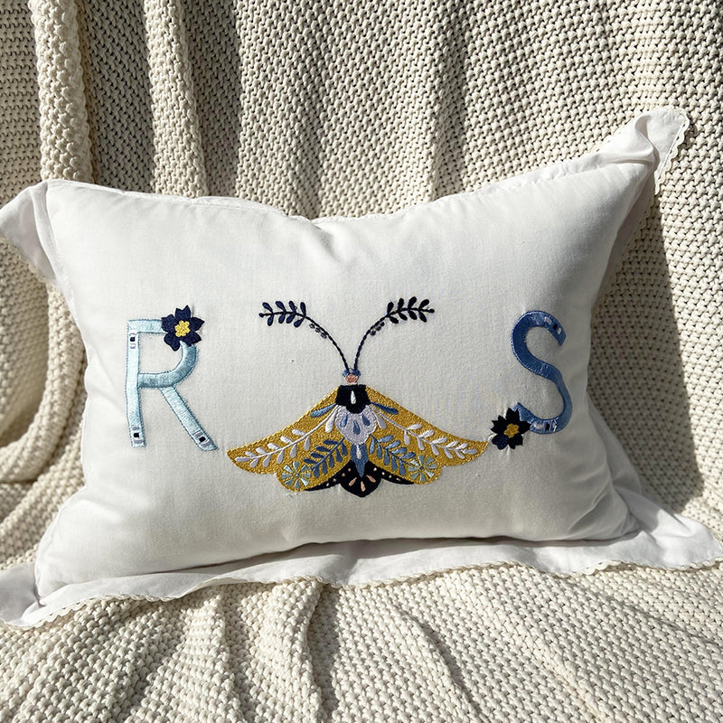 Dandelion - Flutter - Cushion- Kidney - Monogramed - Woven printed fabric