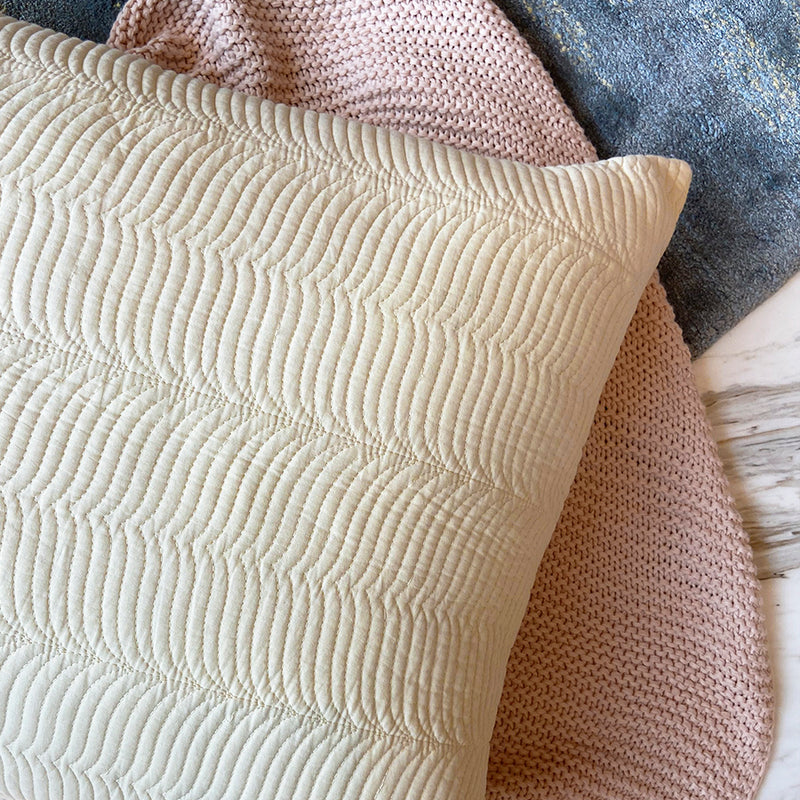 The Crosby Embroidered Cushion - Buttercup / Cream (Set of 2)