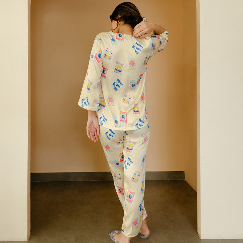 Hand Of Fate Satin Relaxed Lounge Pyjama Set