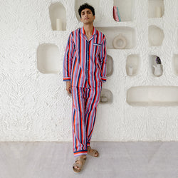 Berry Blush Cotton Notched Pyjama Set