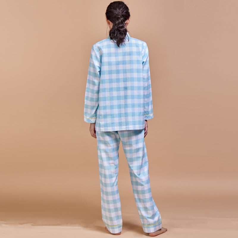 Checkerboard Cotton Notched Pyjama Set
