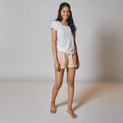 Dandelion-Pastel Multicolour -Cotton-Multi Stripe- Candy Stripe- Shorts 