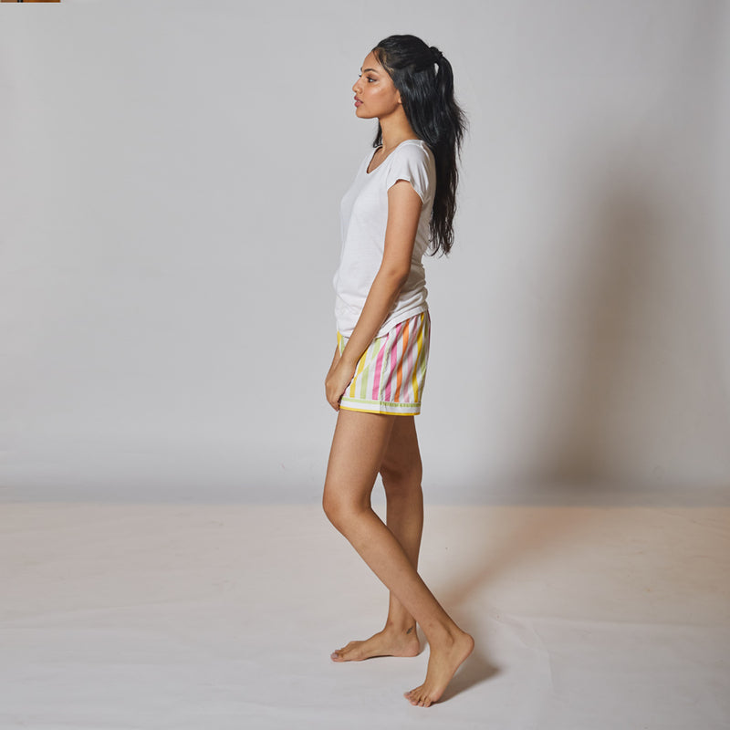 Dandelion-Pastel Multicolour -Cotton-Multi Stripe- Candy Stripe- Shorts 
