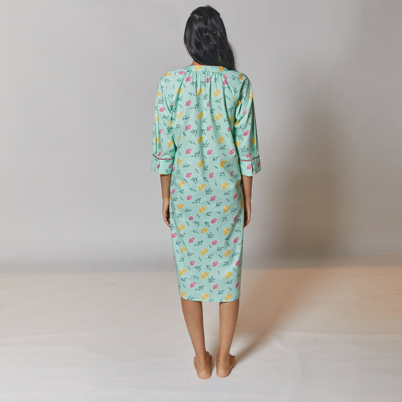 Scatter Cotton Dip-Neck Sleep Dress