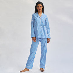 Floaty Sky Cotton Notched Collar Pyjama Set