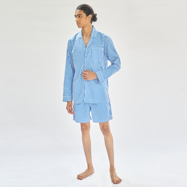 Floaty Sky Cotton Notched Shorts Set