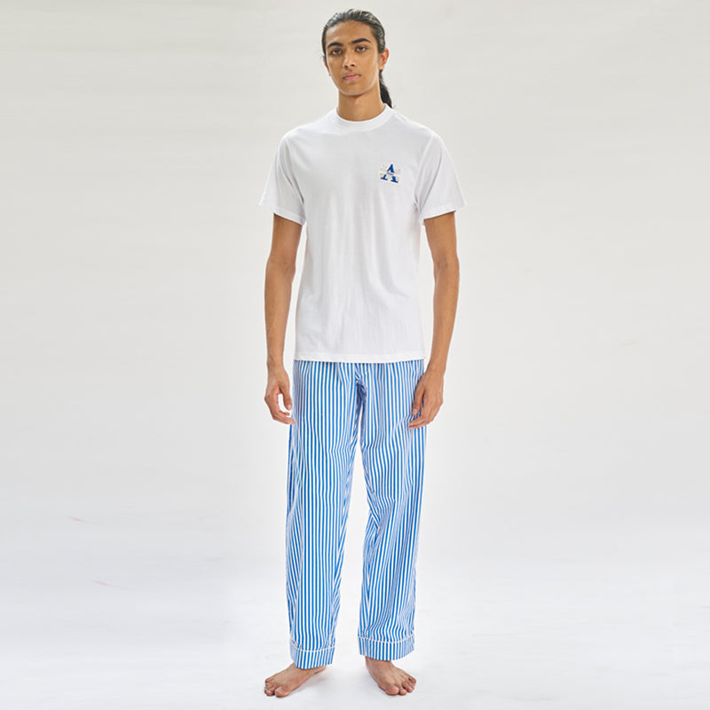 Floaty Sky Embroidered T-shirt & Cotton Pyjama For Men's