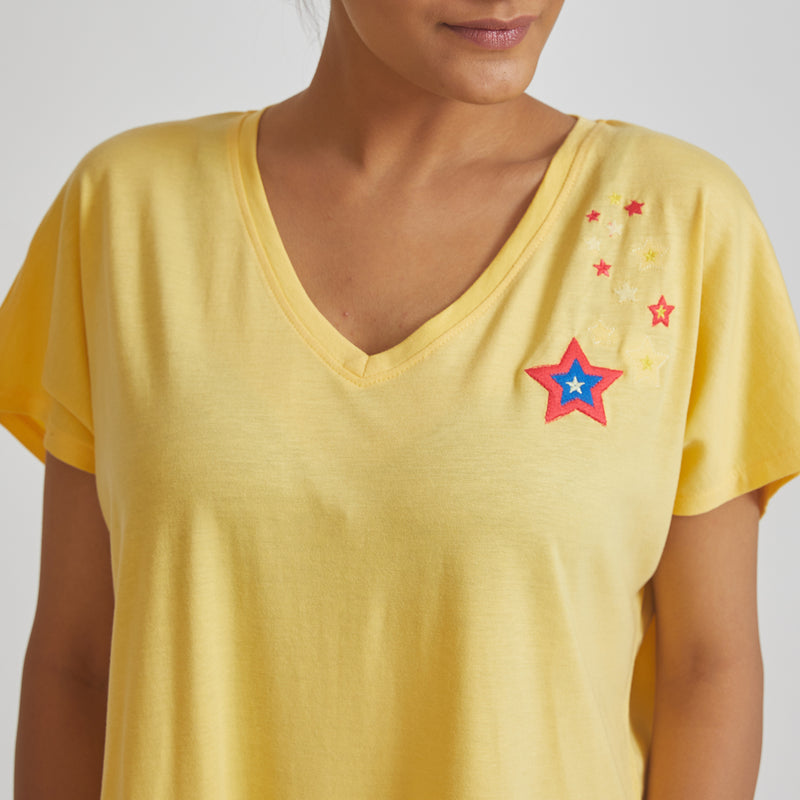 Dandelion - Cotton Knit - Yellow - Full Length - Nighty Sleep dress