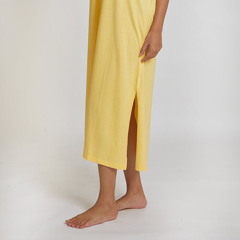 Dandelion - Cotton Knit - Yellow - Full Length - Nighty Sleep dress