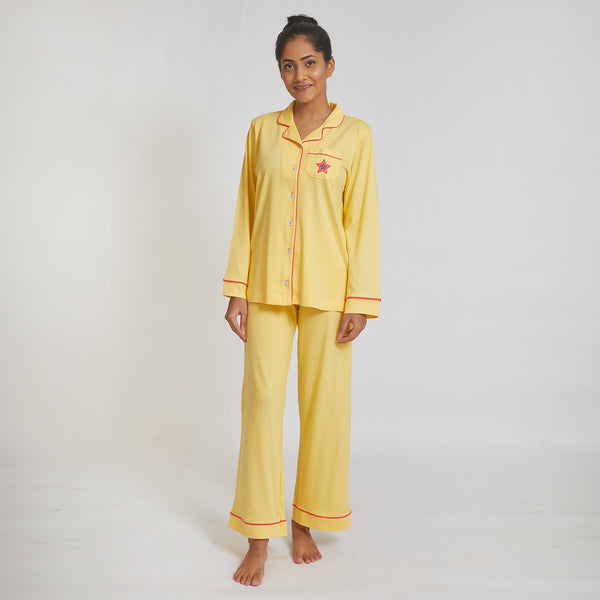 Dandelion - Cotton Knit - Yellow - Full Length - Pyjama Set