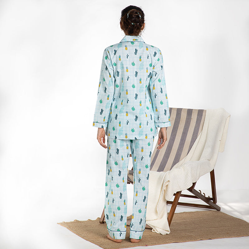 Tropical Treat Cotton Notched Collar Pyjama Set