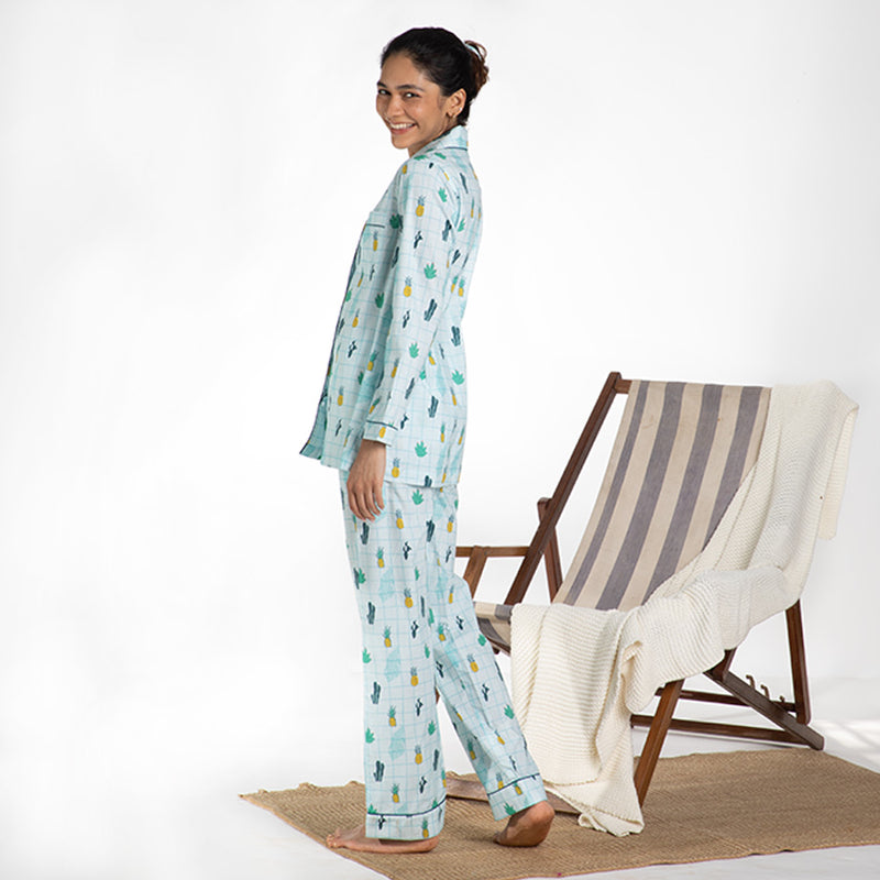 Tropical Treat Cotton Notched Collar Pyjama Set